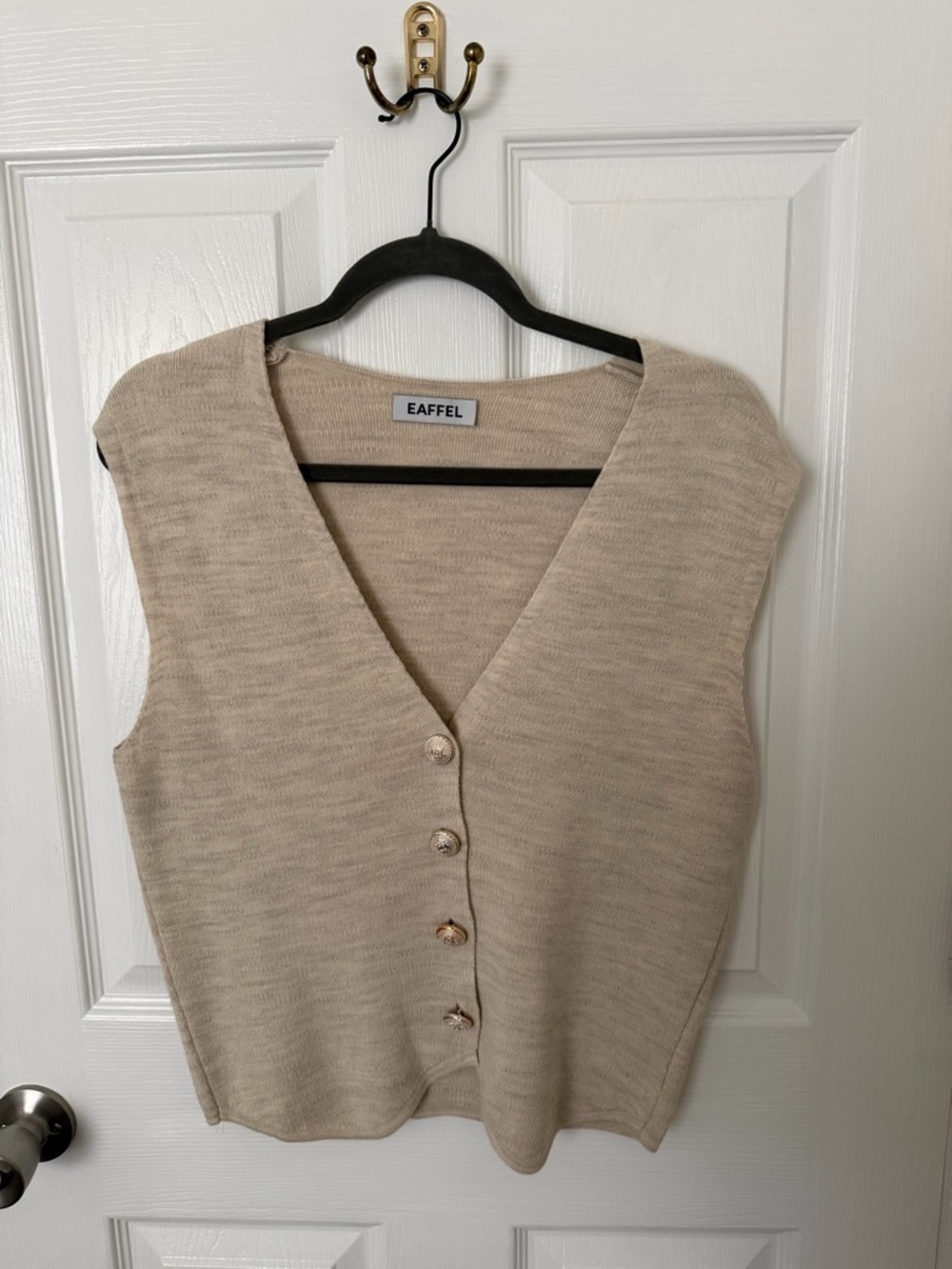 EAFFEL Beige Knit Button Front Vest